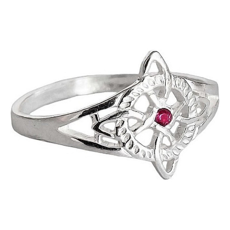 Anillo Nudo De Bruja Con Zirconia De Color Plata Solida 925