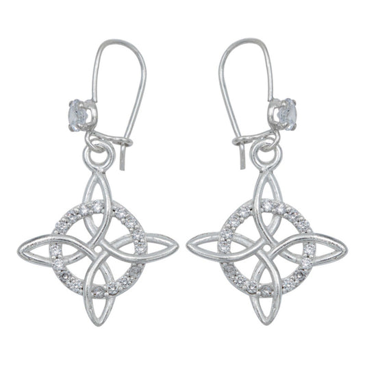 Aretes De Gancho Zirconia Nudo Bruja Celta Plata 925