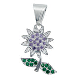 Dije Flor Primavera Zirconia Mujer Amor Regalo Plata 925