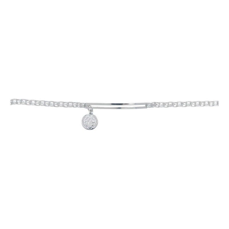 Pulsera Esclava Bismark Placa Colgante Movible Plata 925