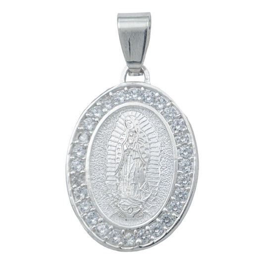 Medalla Virgen Guadalupe Zirconias Mujer Hombre Plata 925