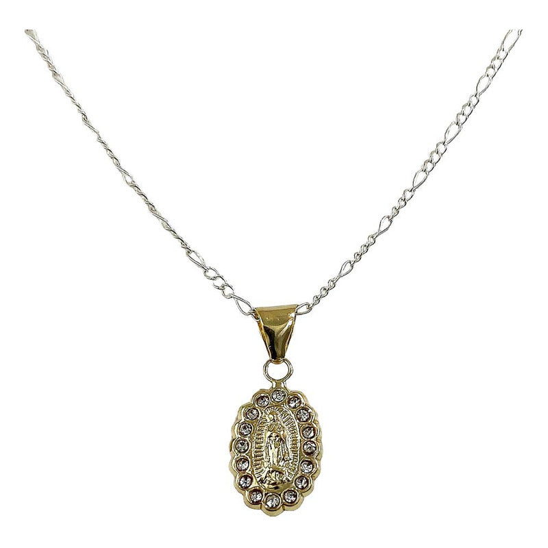 Dije Virgen Guadalupe Zirconias Hueco Oro10k +cadena Regalo