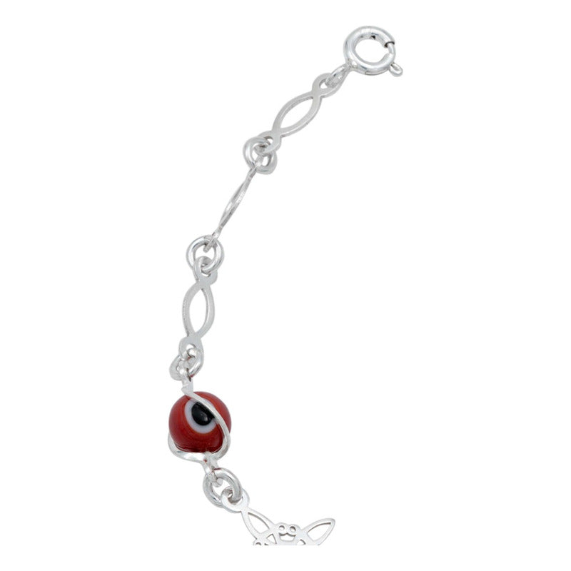 Pulsera Ajustable Grande Nudo De Bruja Ojo Turco Plata 925