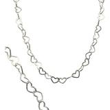 Cadena Collar Tejido Corazón Amor Plata 925 45cm X 0.4cm