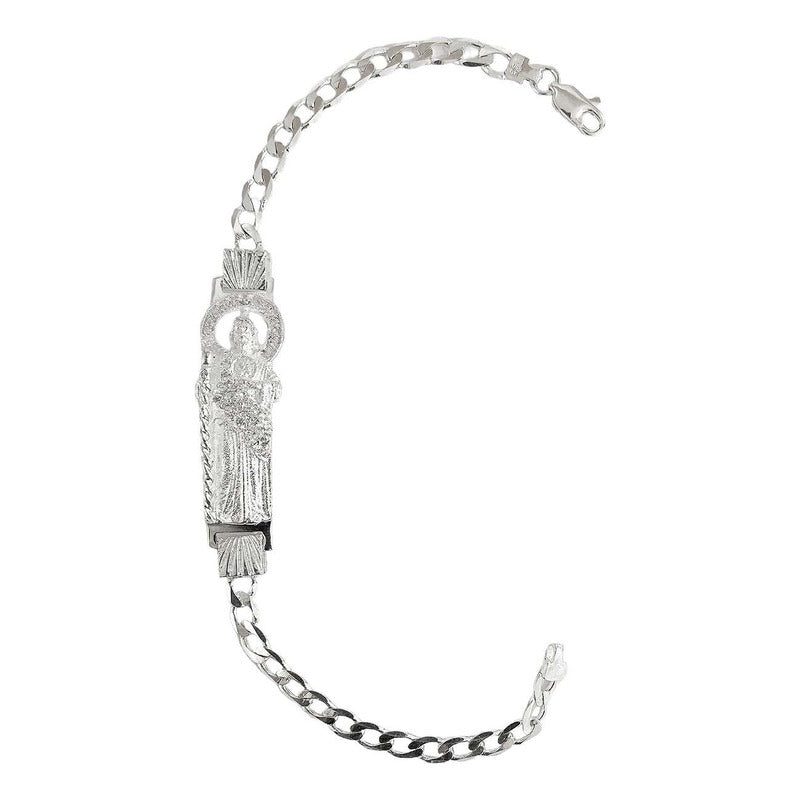 Pulsera Esclava San Judas Tadeo Zirconias Plata Ley S925