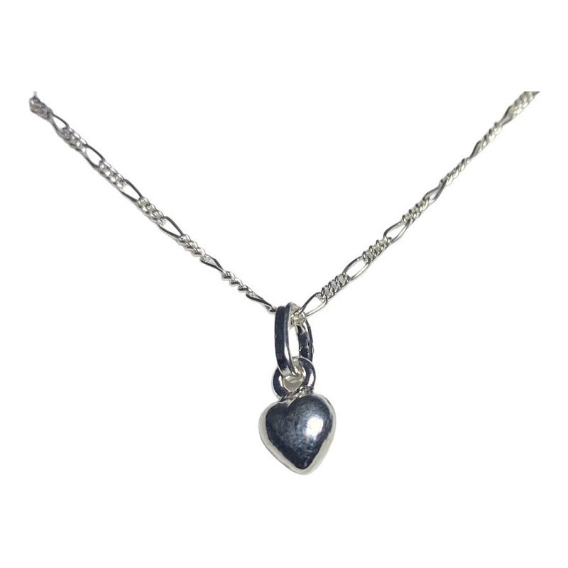 Collar Corazón Liso Chico Amor Amistad Regalo Plata 925