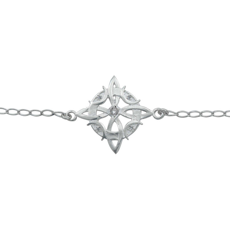 Pulsera Nudo De Bruja Fases Lunares Zirconias Plata Ley 925