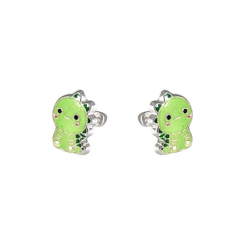 Aretes De Dinosaurio Niña Mujer Regalo Colores Plata Ley 925