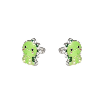 Aretes De Dinosaurio Niña Mujer Regalo Colores Plata Ley 925