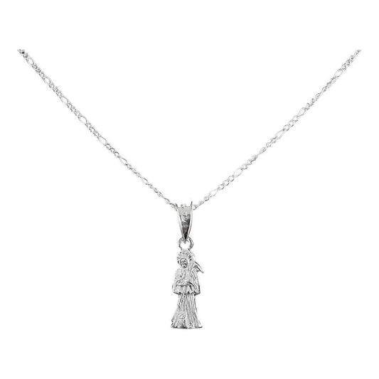 Collar Santa Muerte Hueca Troquelada Mini Plata Solida S925