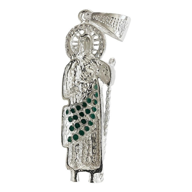 Dije Mediano San Judas 6 Cm Con Zirconias De Plata Ley 925