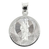 Medalla Diamantada San Judas Tadeo Plata Ley 925 2 Cm