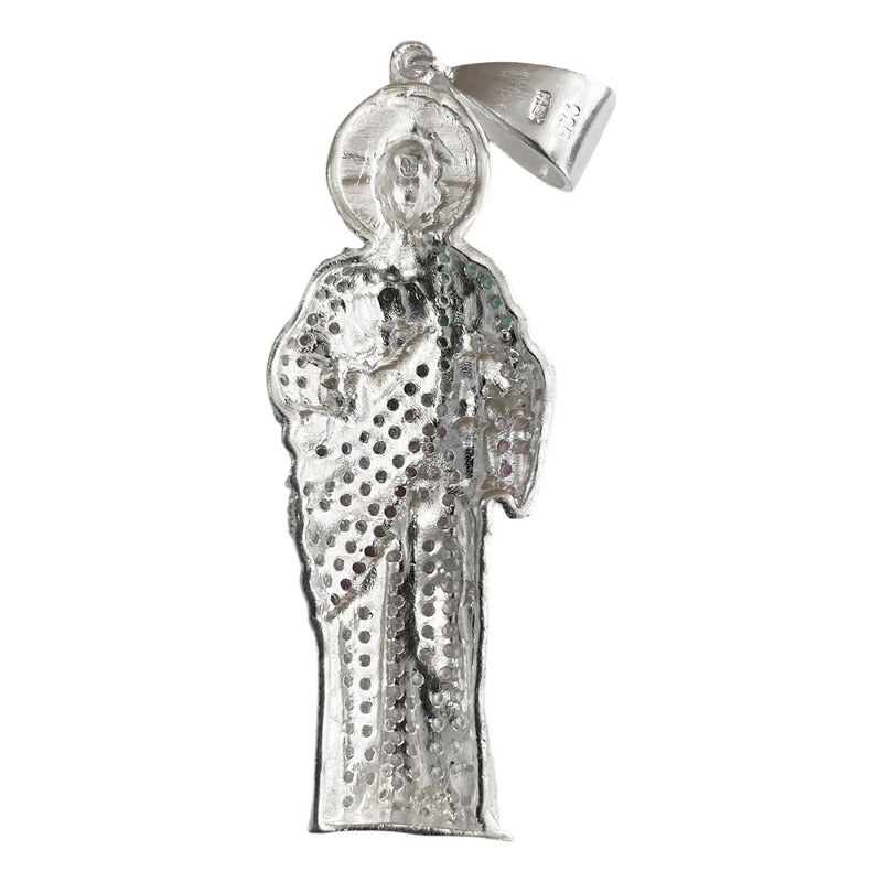 Dije Mediano San Judas 7 Cm Con Zirconias De Plata Ley S925