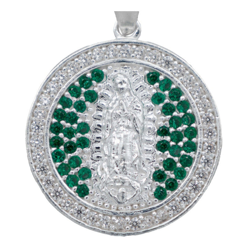 Dije Medalla Virgencita De Guadalupe Zirconias Plata 925