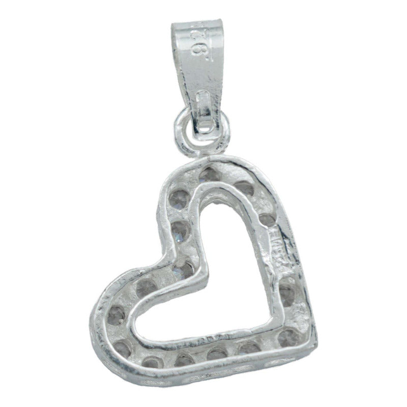 Collar Corazón Chico Contorno Amor Regalo Mujer Plata 925