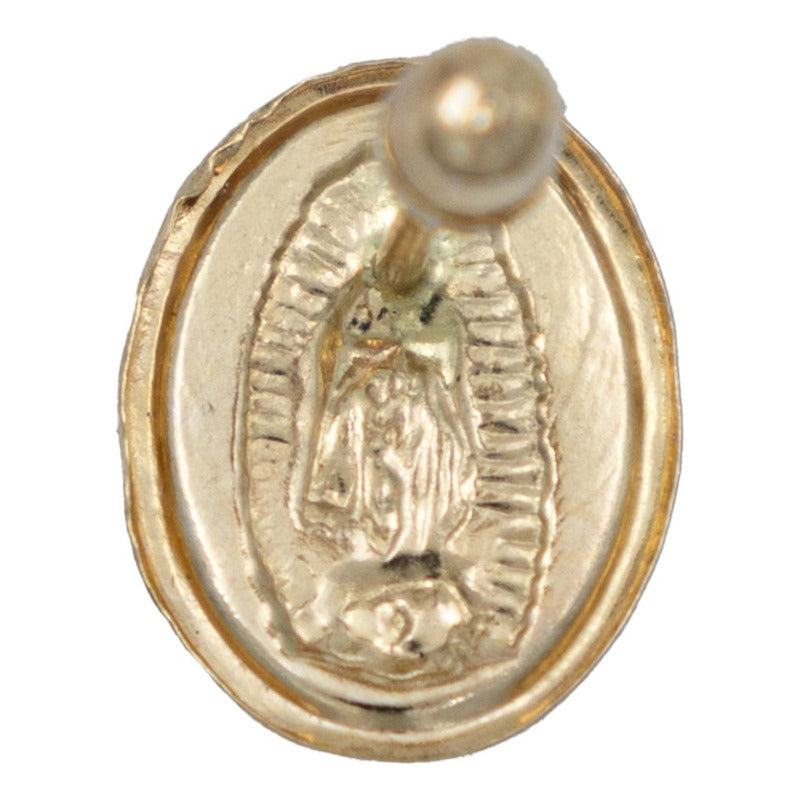 Arete Broquel Virgen Guadalupe Mediana Esmaltada Oro 10k