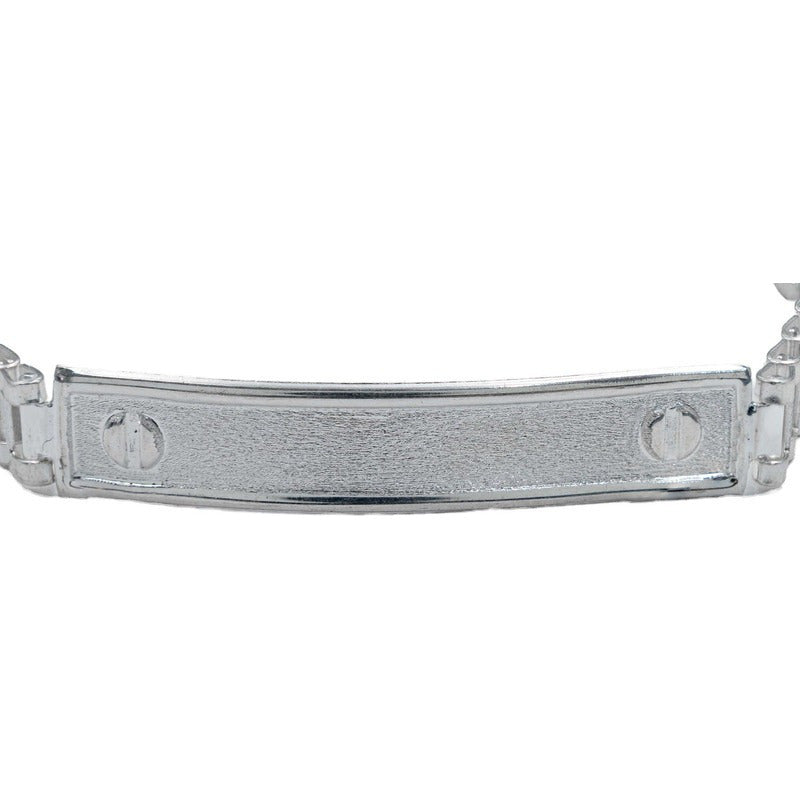 Pulsera Rolo Hombre Esclava Placa Plata Solida Ley 925 8mm