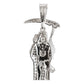 Dije Medalla Mediana Santa Muerte Con Zirconias En Plata 925