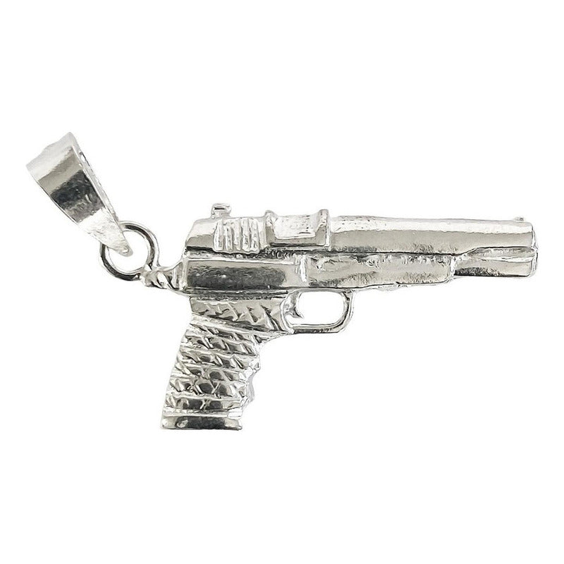 Dije Chico Pistola Gangster Punk Plata Solida 925