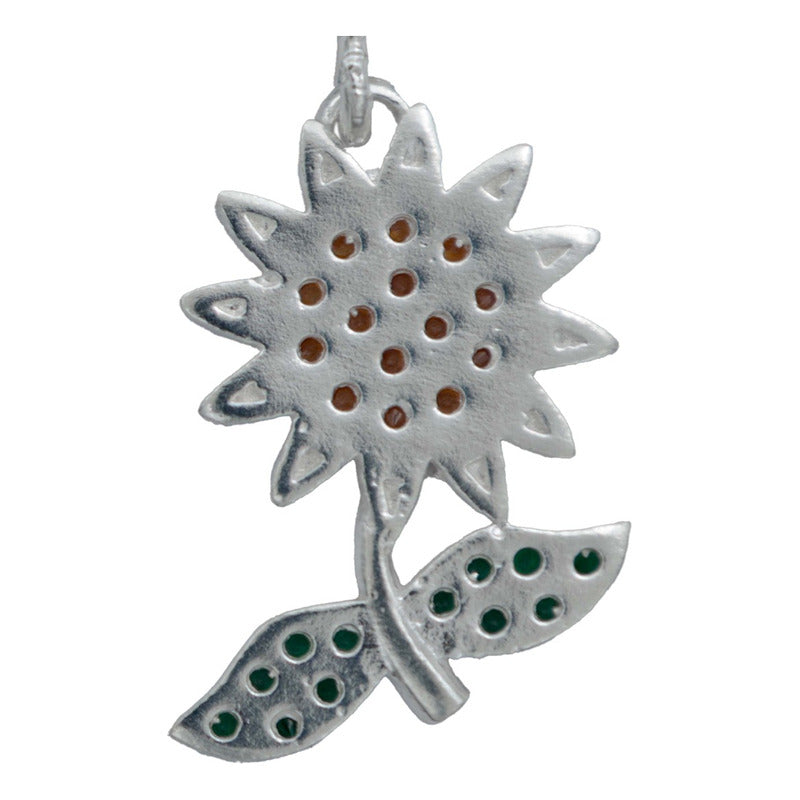 Dije Flor Primavera Zirconia Mujer Amor Regalo Plata 925