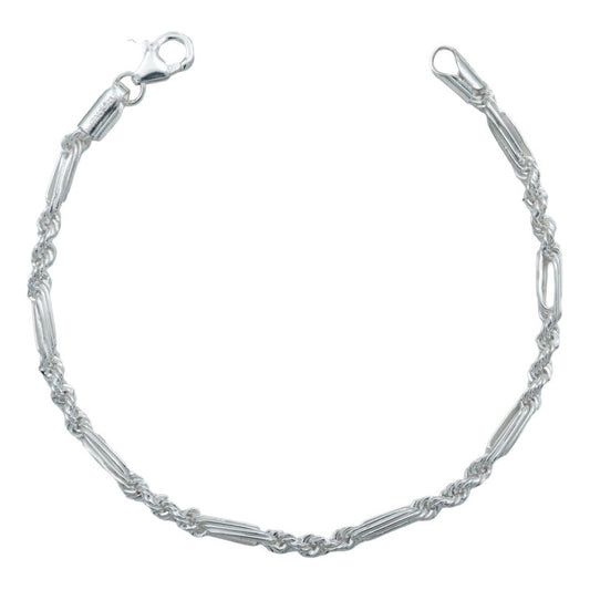 Pulsera Torsal Figaro Hombre Plata Italiana 925 4 Mm