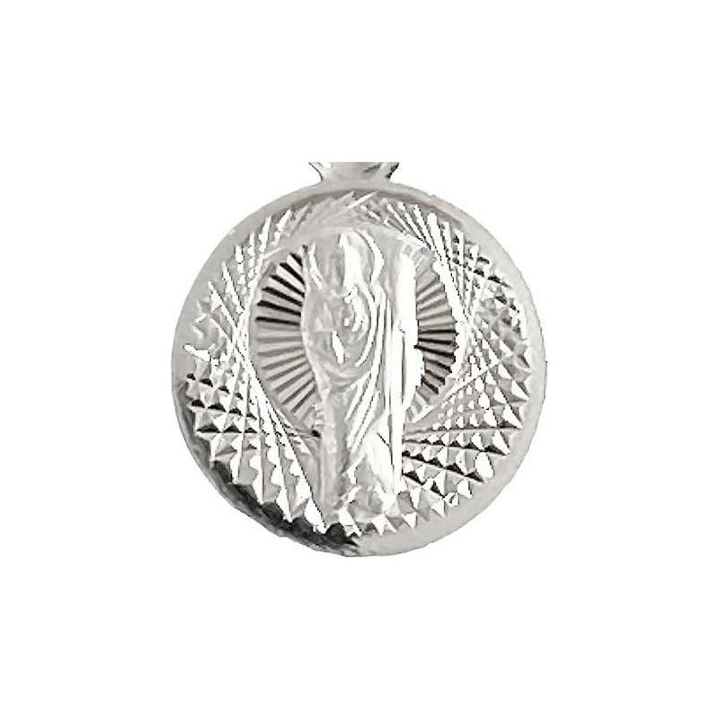 Dije Medalla Mini Diamantada San Judas Tadeo Plata 925 1 Cm