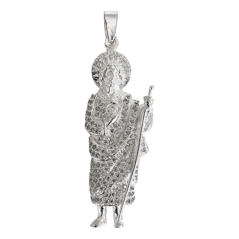 Dije Mediano San Judas 6 Cm Con Zirconias De Plata Ley 925