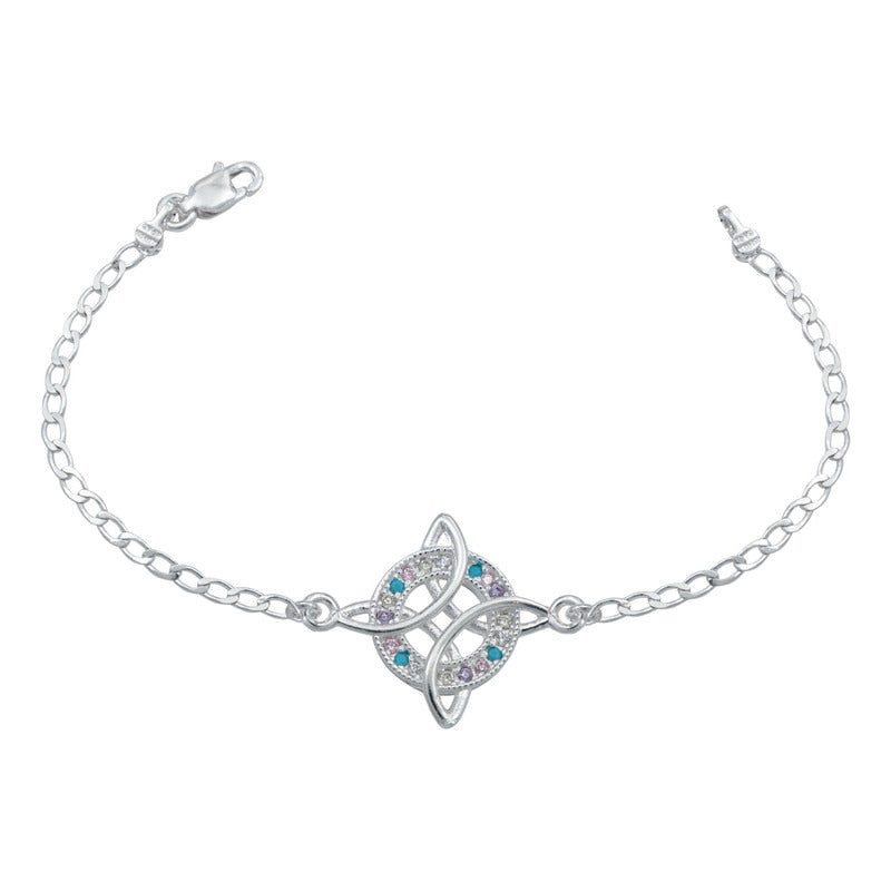 Pulsera Nudo De Bruja Con Zirconias Modelo 2 En Plata S925