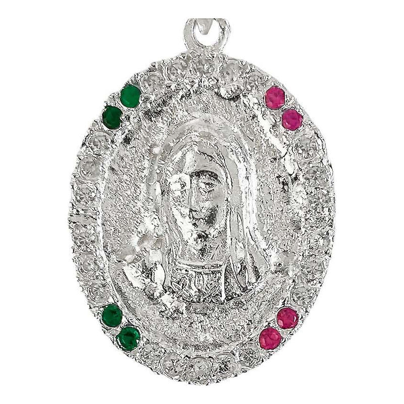 Medalla Doble Vista Virgen Guadalupe Zirconias Plata 925