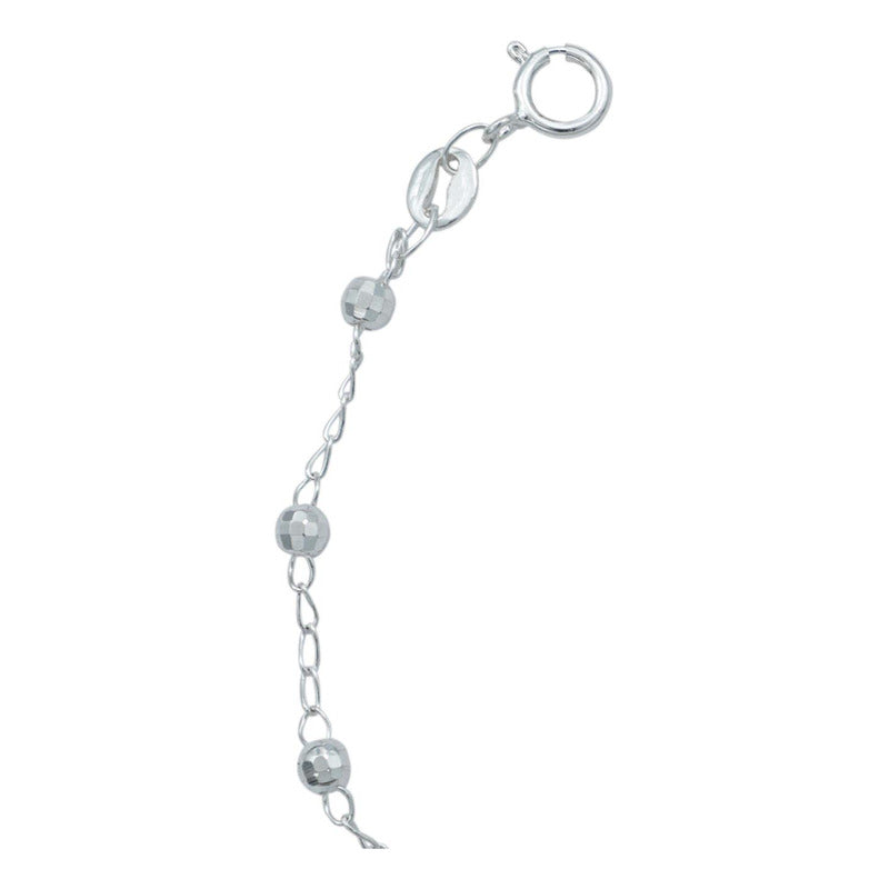 Pulsera Ajustable Nudo Bruja Bolitas Diamantadas Plata S925