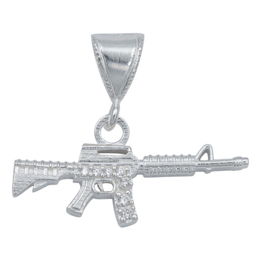 Dije Chico Rifle Asalta M16 Zirconias Hombre Regalo Plata925