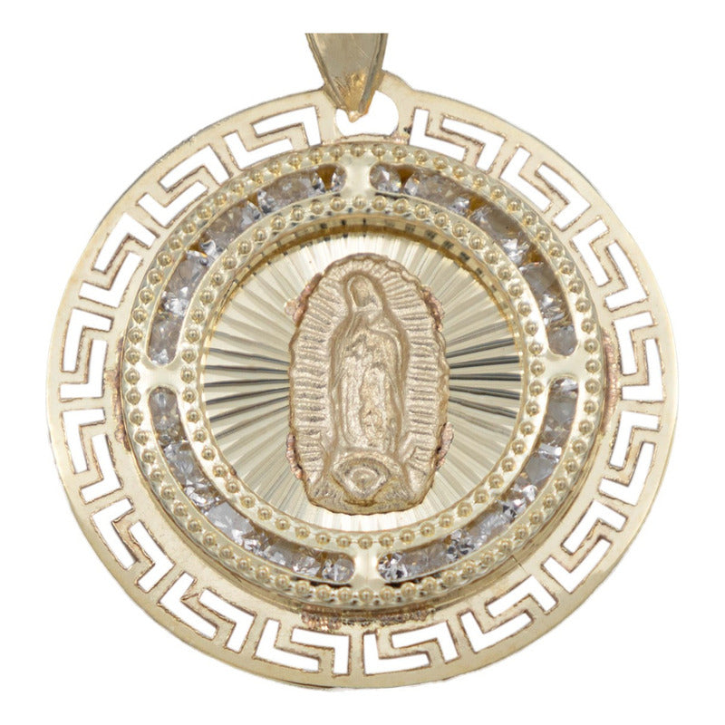 Dije Medalla Grecas Virgen Guadalupe Maria Oro 10k 2.1 Cm