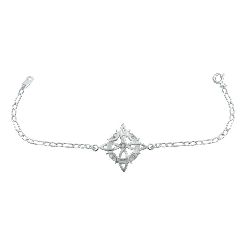 Pulsera Nudo De Bruja Fases Lunares Zirconias Plata Ley 925