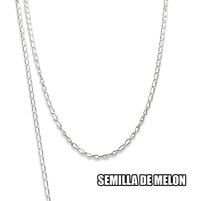 Cadena Tejido Semilla De Melon Plata 925 50cm X 0.2cm