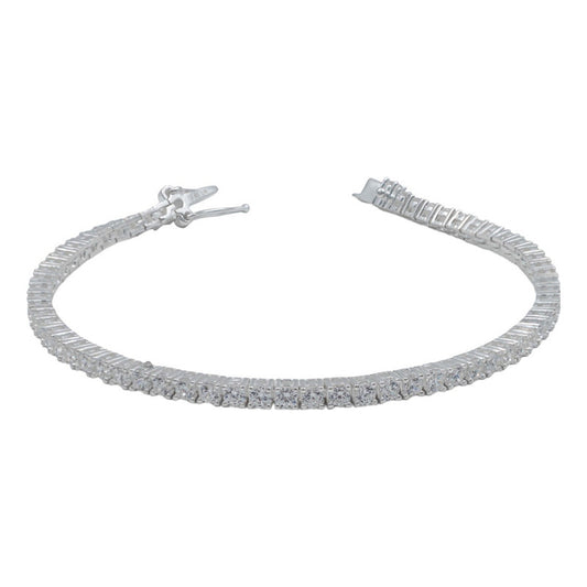 Pulsera Tenis Zirconias Redondas Mujer Amor Plata 925 3 Mm