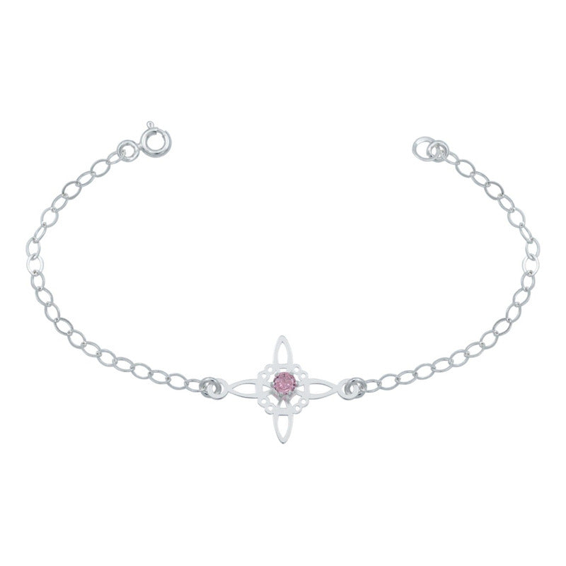 Pulsera Ajustable Nudo De Bruja Celta Zirconia Plata 925