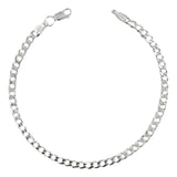 Pulsera Esclava Hombre Mujer Cubana Barbada Plata 925 4 Mm