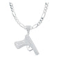 Collar Cadena Hombre Hiphop Pistola Gangster Plata 925