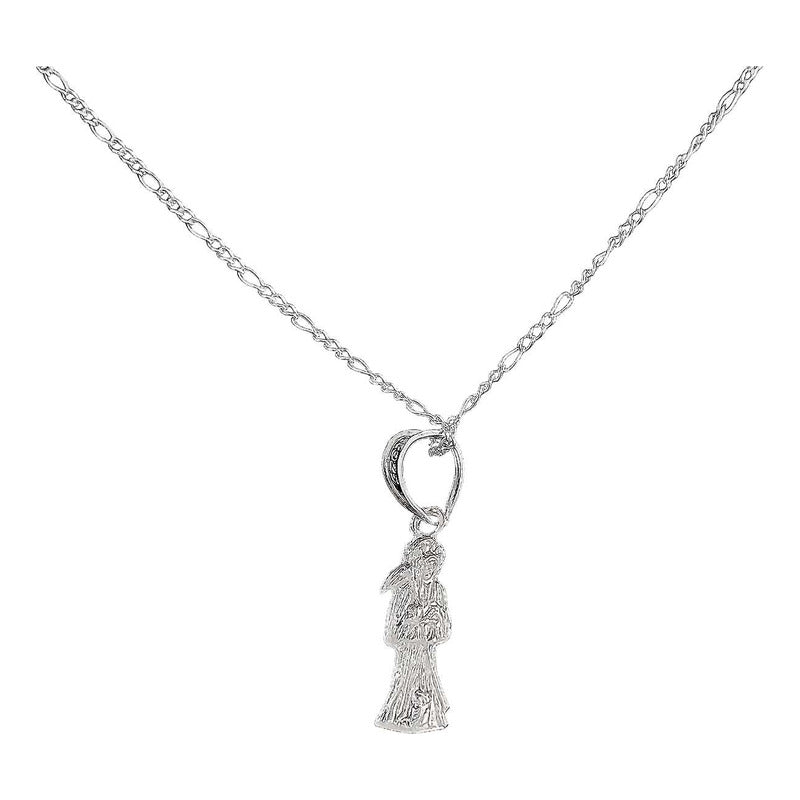 Collar Santa Muerte Hueca Troquelada Mini Plata Solida S925