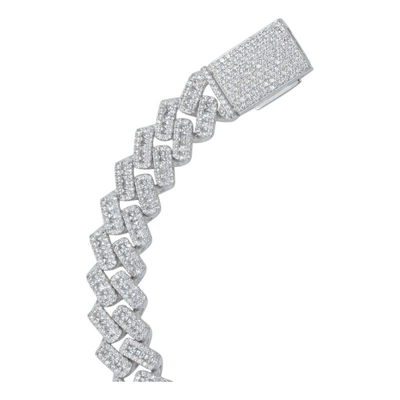 Pulsera Miami Zirconias Hombre Broche Caja Plata 925 1 Cm