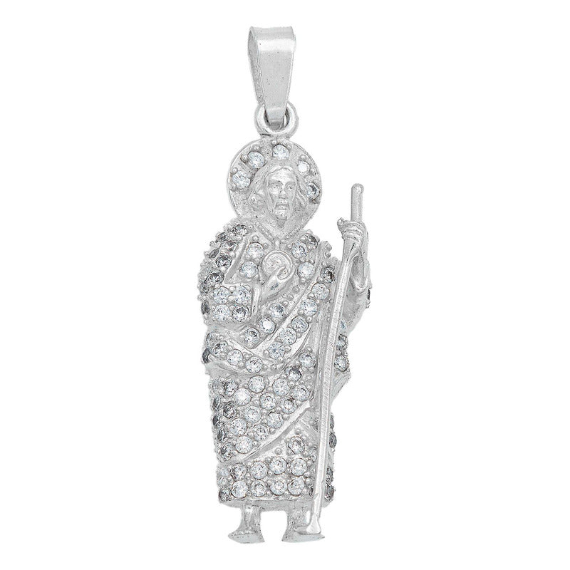 Dije San Judas Chico Zirconias Plata Ley 925 4.8 Cm