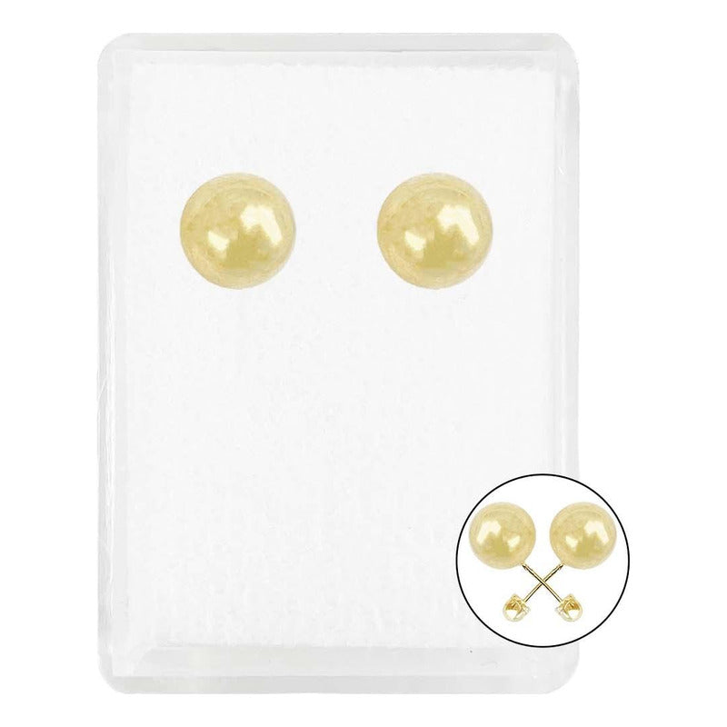 Arete Broquel Dormilona Bola Mujer Regalo #4 6 Mm Oro 10k