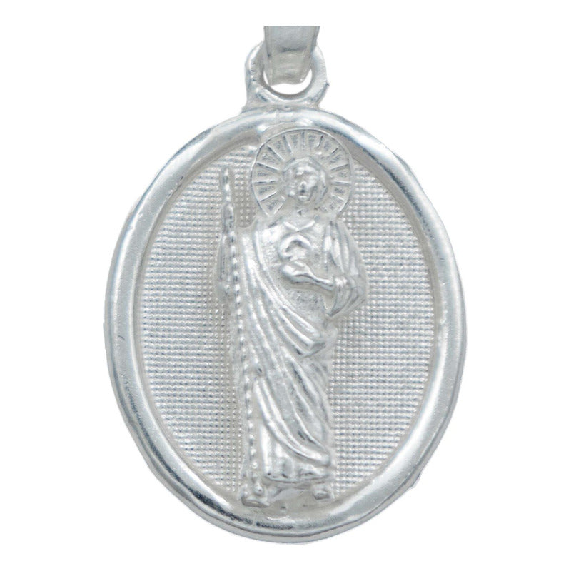 Dije Medalla Mini Diamantada Santos Virgen Plata 925