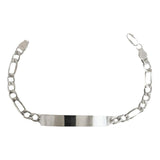 Esclava Hombre Pulsera Fígaro Plata Diamantada 925 Placa 6mm