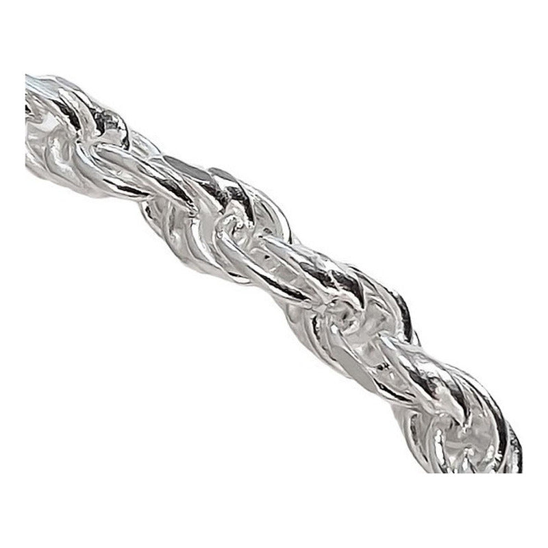 Collar Cadena Tejido Torzal Plata Fina Ley 925 60 Cm X 5 Mm