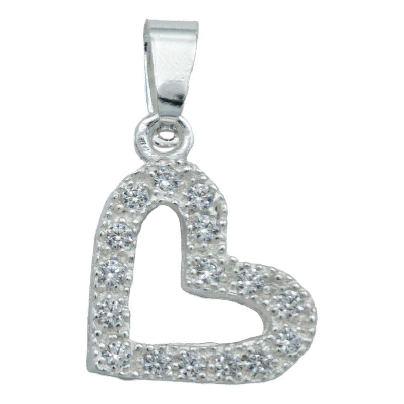 Collar Corazón Chico Contorno Amor Regalo Mujer Plata 925