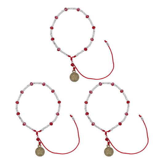 3 Piezas Pulsera Ajustable San Benito Artesanal Hecha Mano