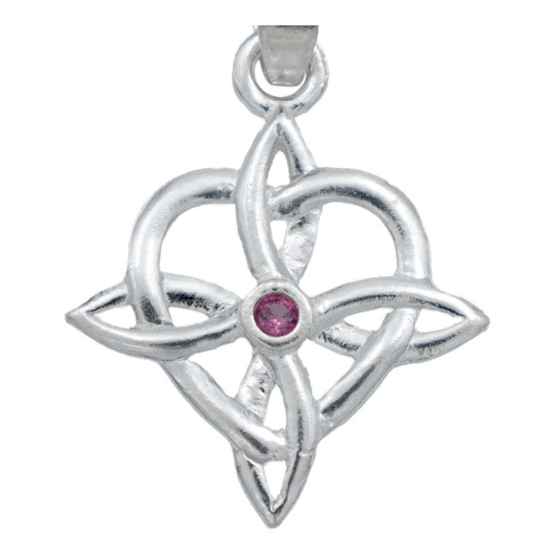 Dije Nudo De Bruja Corazón Zirconia Centro Cadena Plata 925