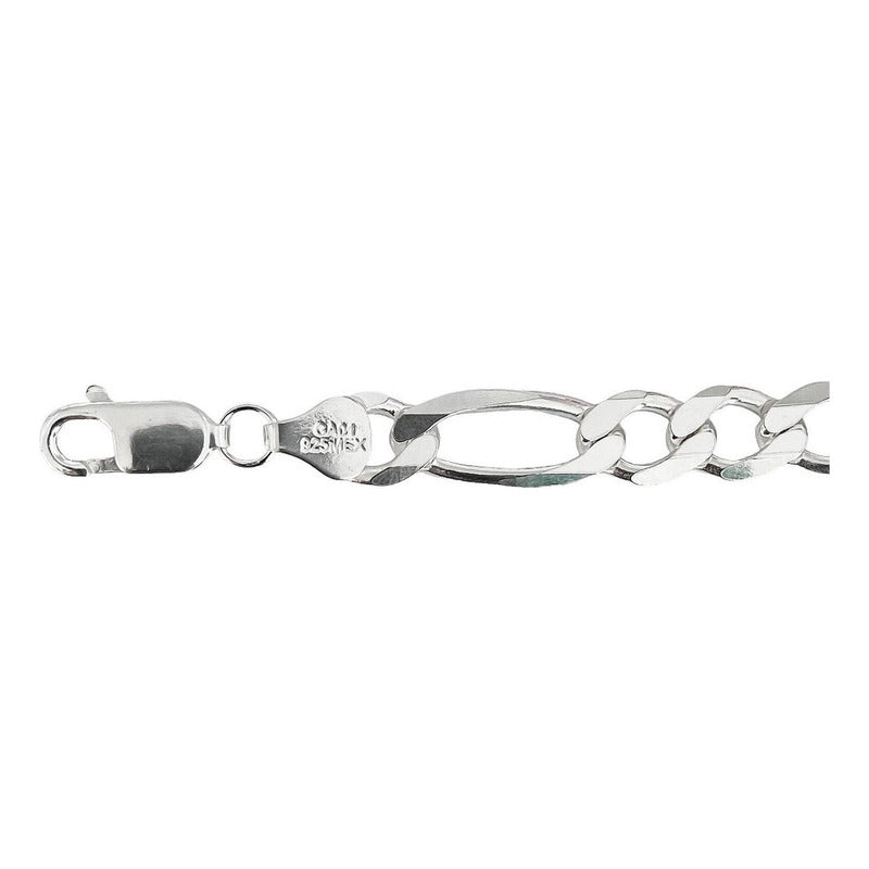 Esclava Pulsera Fígaro 3x1 Caballero Hombre Plata 925 9 Mm