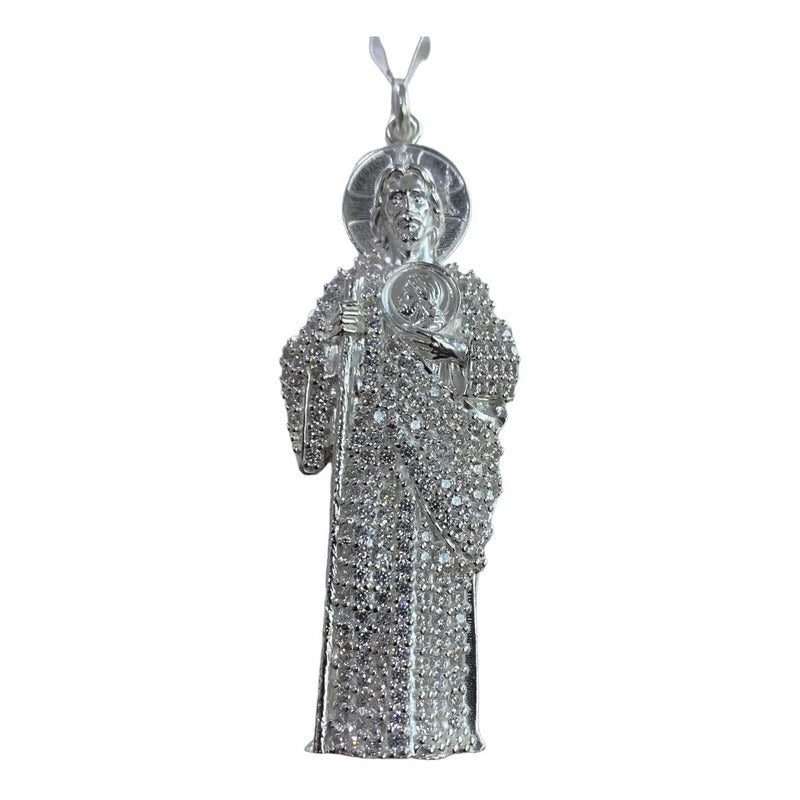 Dije Gigante San Judas Tadeo Zirconias Plata Solida 925